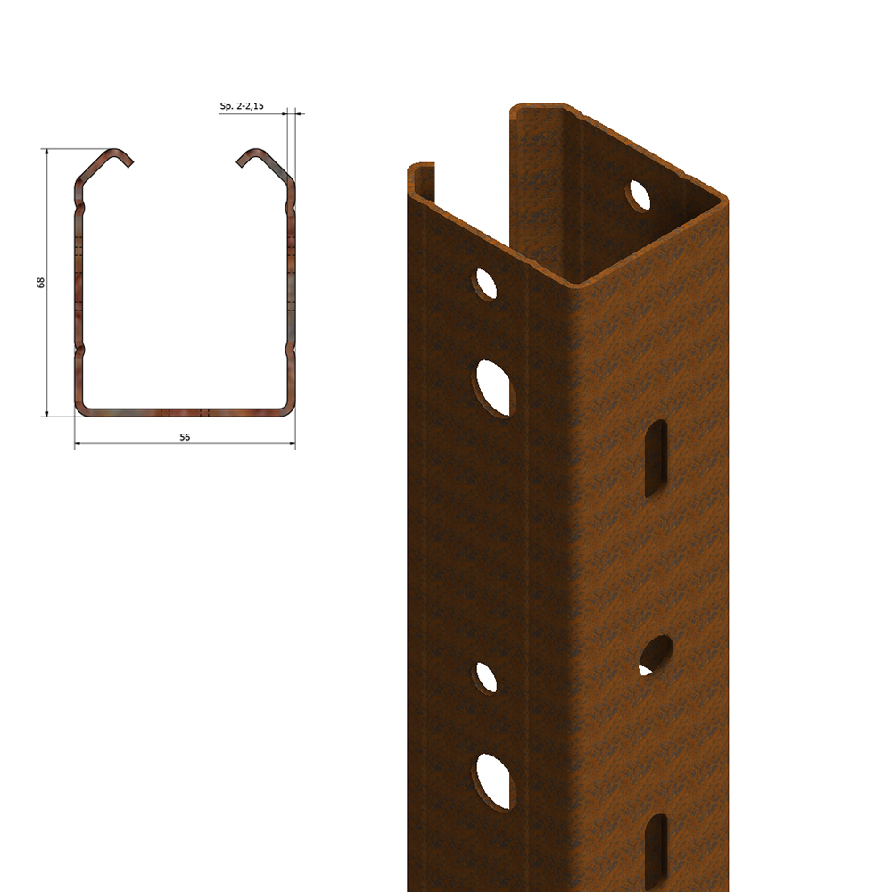 palo di testata in corten per vigneto 