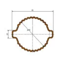 Disegno tecnico quotato della sezione del palo tubolare Corten per vigneto SIKA Orbit: larghezza 61 mm, diametro 50 mm, profondità nervatura 12 mm