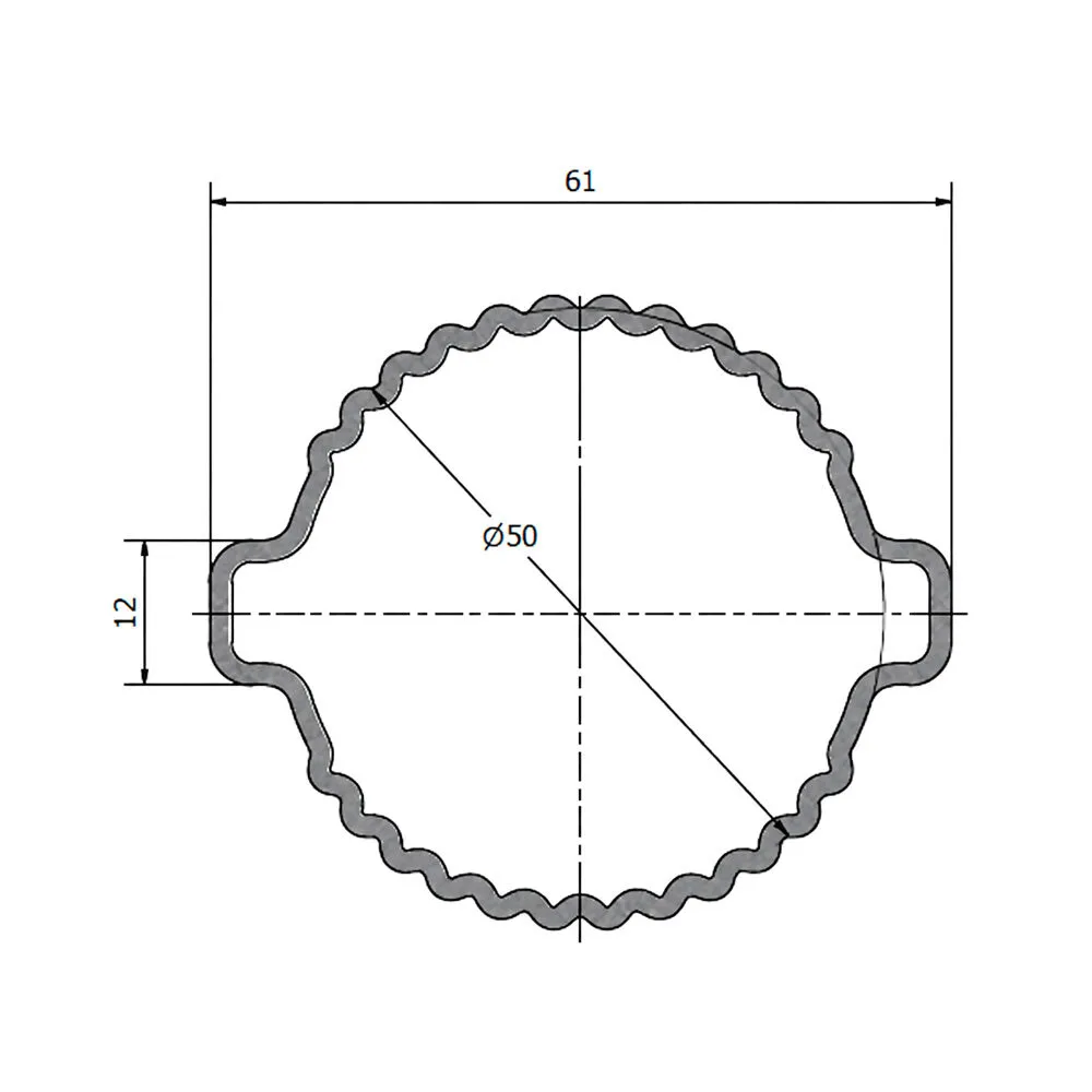 Sezione e fusto del palo tubolare zincato per vigneto SIKA Orbit con asole integrate lungo tutta la lunghezza
