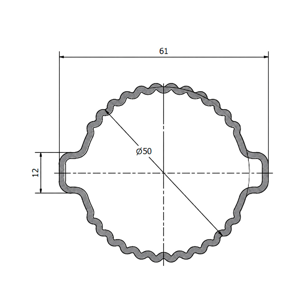 Sezione e fusto del palo tubolare zincato per vigneto SIKA Orbit con asole integrate lungo tutta la lunghezza
