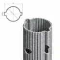 Palo tubolare zincato per vigneto SIKA Orbit, vista del fusto con asole e sezione quotata 61 × 50 mm