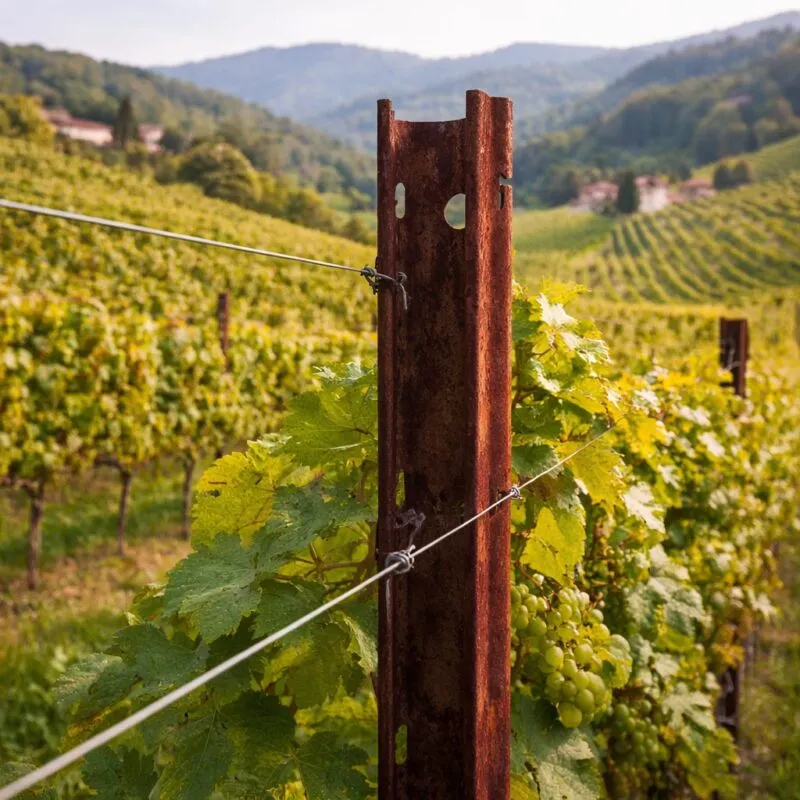 palo per vigneto sika installato in un vigneto in veneto